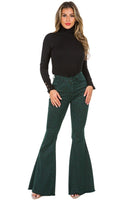 Leopard Bell Bottom Jean in Pine Green