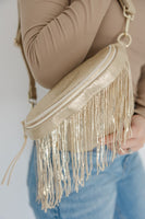 Metallic Removable Fringe Western Style Hip Bag