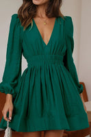 V neck long sleeve dress