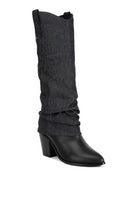 Fab Cowboy Boots With Denim Sleeve Setail