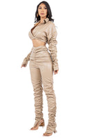 SEXY PU LEATHER 2PC PANTS SET