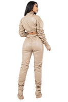 SEXY PU LEATHER 2PC PANTS SET