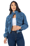 SEXY FASHION DENIM PUFFER JACKET