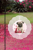 Valentine's Day Pug Garden Wind Spinner