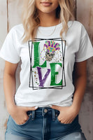 Mardi Gras Skeleton Love Graphic Tee