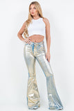 Bell Bottom Jean in Gold Foil