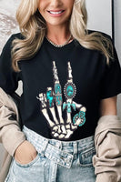 Western Skeleton Concho Rings Graphic T Shirts