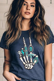 Western Skeleton Concho Rings Graphic T Shirts