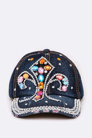 DIVA Crystal Embellished Denim Cap