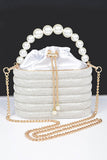 Pearl Handle Rhinestone Statement Bucket Clutch