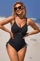 Ribbed Tie Side High Cut Twist Front Bathing Suit