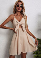 V-neck front bow dress