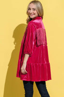 And The Why Fringe Detailed Velvet Shirt Dress