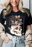 Floral Skull Graphic T Shirts