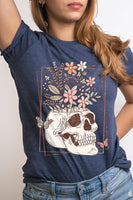 Floral Skull Graphic T Shirts