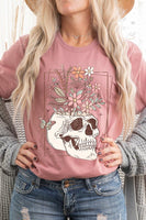 Floral Skull Graphic T Shirts