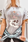 Floral Skull Graphic T Shirts