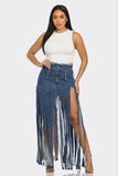 Bohemian Rhapsody Fringe Denim Skirt