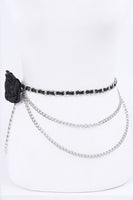 Plus Size Satin Flower Iconic Chain Belt