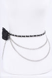 Plus Size Satin Flower Iconic Chain Belt