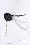 Plus Size Satin Flower Iconic Chain Belt