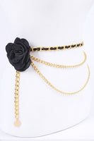 Plus Size Satin Flower Iconic Chain Belt