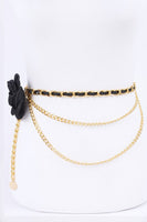 Plus Size Satin Flower Iconic Chain Belt