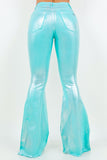 Metallic Bell Bottom Jean in Turquoise