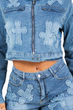 FASHION DENIM TWO PIECE SHOTR SET