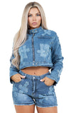 FASHION DENIM TWO PIECE SHOTR SET