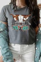 Desert Cow skull  Graphic T Shirts