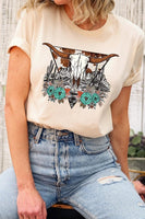 Desert Cow skull  Graphic T Shirts