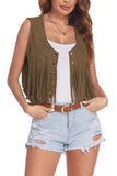 Cropped fringe vest