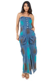 WOMEN FASHION DENIM LONG MAXI DRESS