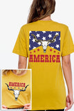 America Bull Skull Graphic T Shirts