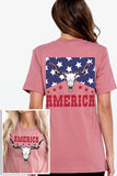 America Bull Skull Graphic T Shirts