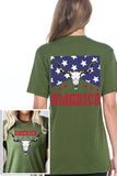 America Bull Skull Graphic T Shirts