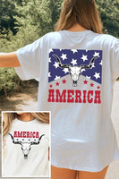 America Bull Skull Graphic T Shirts