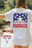 America Bull Skull Graphic T Shirts