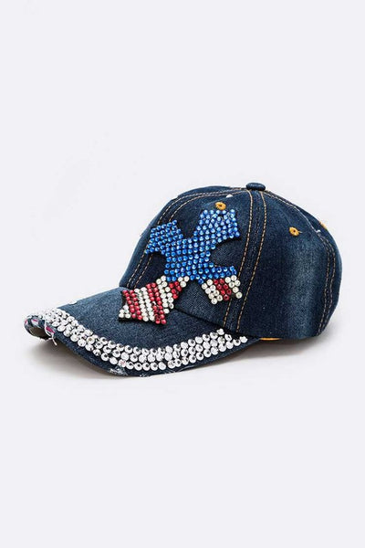 USA Flag Color Cross Denim Cap