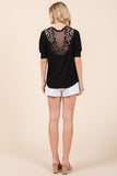 Crochet Lace Back Puff Sleeve Top