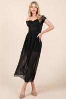 Lace Off Shoulder Chiffon Dress