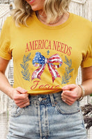 Bow America Needs Jesus Graphic T Shirts