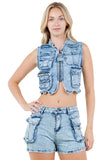 FASHION DENIM TWO PIECE SHORT SET