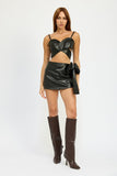 WRAPPED LEATHER CROP TOP