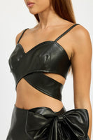 WRAPPED LEATHER CROP TOP