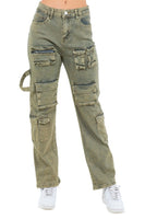 WOMEN FAHION CARGO STYLE DENIM PANTS