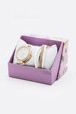 Crystal Bezel Fashion Watch Bracelet Set