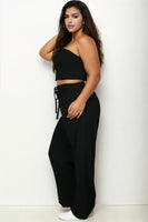 Plus Bustier Crop Cami Top & Pocket Straight Pants