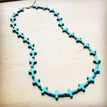 Blue Turquoise & Wood Beaded Cross Necklace